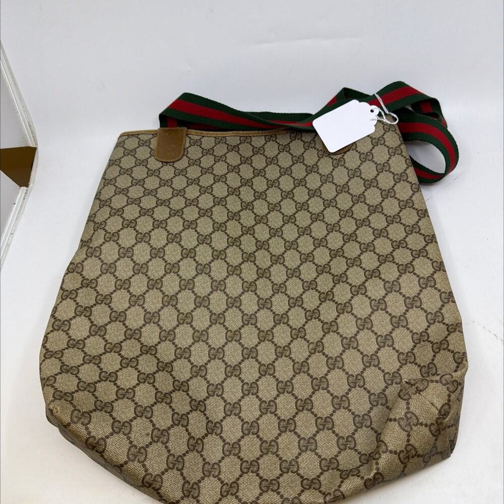Gucci Vintage Tote Bag Beige GG Supreme Canvas - Picture 2 of 6